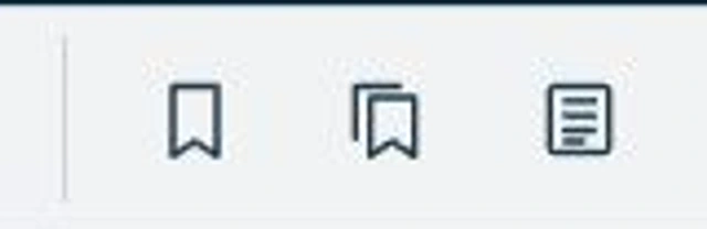 Toolbar icons for bookmarking the current page, opening saved pages in the PDF, and showing page text.